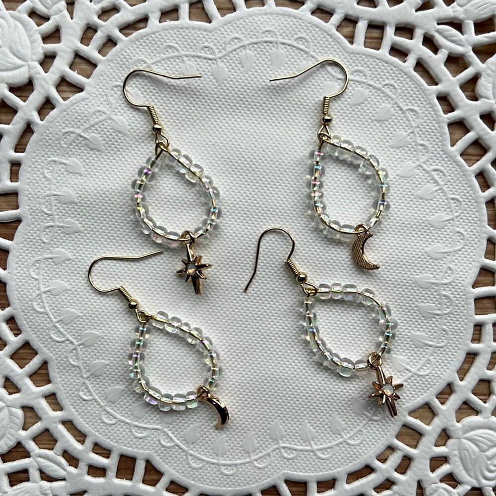 Celestial Elements Moon & Star Dangle Earrings Se… - image 3